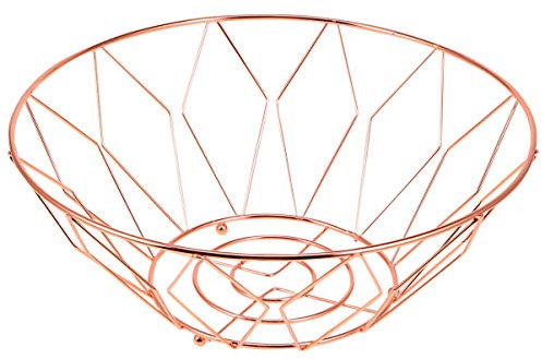 Garneck Metal Wire Fruit Basket Iron Round Storage Baskets Decorative Fruit Bowl for Bread Fruit Snacks Candy Households Items Rose Gold