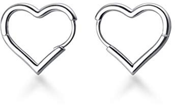 SLUYNZ 925 Sterling Silber 1.7CM Herz Creolen Ohrringe für Frauen Teenager Damen Süßer Liebes Herz Ohrring Tropfen (Silber)
