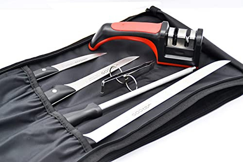 Set de Corte Profesional Arcos para jamon con cuchillo jamonero + chaira + pinza + afilador + cuchillo corte Maitre 105 MM + cuchillo deshuesador + bolsa de transporte LepantoHouse