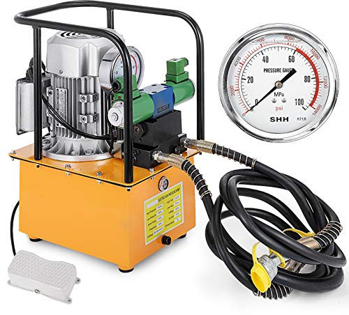 VEVOR Bomba Hidráulica Eléctrica, Bomba Hidráulica Accionamiento Eléctrico, Bomba Hidráulica Eléctrica de Doble Efecto con Interruptor Pedal de Válvula Solenoide Doble Acción 750 W 220 V 7 L