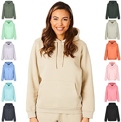 Light & Shade LSLSWT005 Super Soft Touch Loungewear Kapuzen-Sweatshirt-Oberteil für Damen, Sand, L