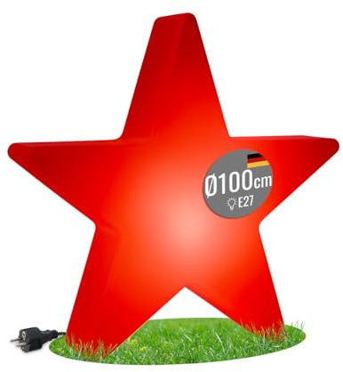 8 seasons design XXL LED Weihnachtsstern 100 cm Shining Star (Rot), E27, Leuchtmittel warmweiß – wetterfest – LED Stern für außen (Garten, Terrasse) und innen – winterfest – Weihnachtsbeleuchtung