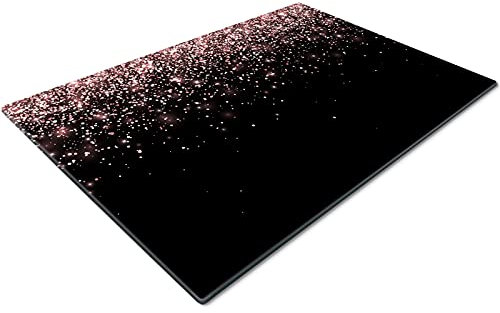 Glass Chopping Board for Kitchen | Worktop Saver | Cutting Board Non Slip | Small Size | Black Pink Sparkle Effect