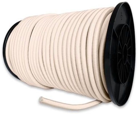 TECPLAST Sandow élastique Ivoire 100 mètres 9SW - Qualité PRO - Tendeur pour bâche de diamètre 9 mm