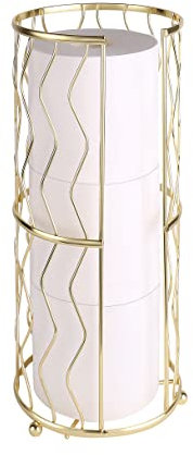 Megier Porte-Papier Toilette décoratif en métal pour Salle de Bain/Salle d'eau, réserve de Papier Toilette Compact pour 3 Rouleaux de Papier Toilette doré