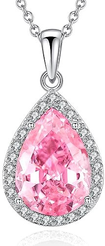 VONSSY Collier de pierres précieuses avec pendentif ovale classique-Collier émeraude en forme de larme avec pierre de naissance en cristal rubis-Chaîne Plaquée Or Platine 18K