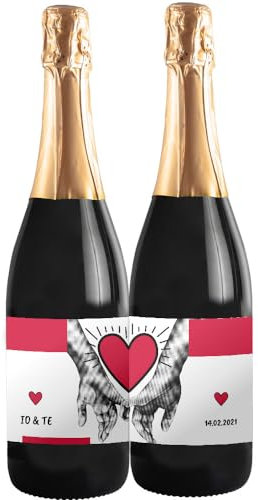 Couple wine bottiglie personalizzate di Prosecco DOC per San Valentino, bomboniere, regalo per innamorati e coppie, anniversario di fidanzamento e di matrimonio (Puzzle, 0,75 L)