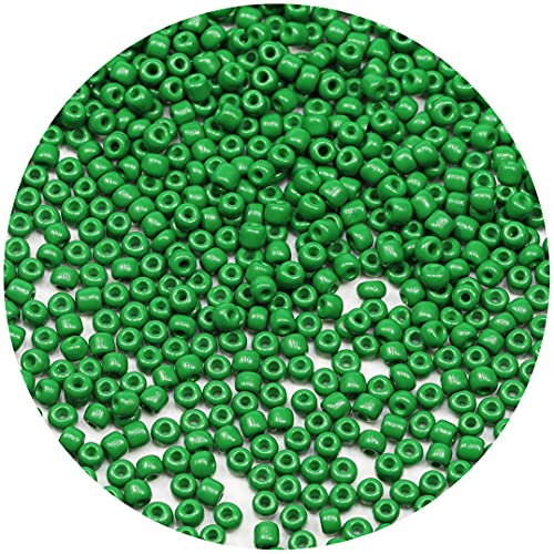 Bala&Fillic Green Color 4mm Seed Beads About 1200pcs/100Grams in Bag, 6/0 Glass Craft Beads for Making Bracelet and Necklace (Grass Green)