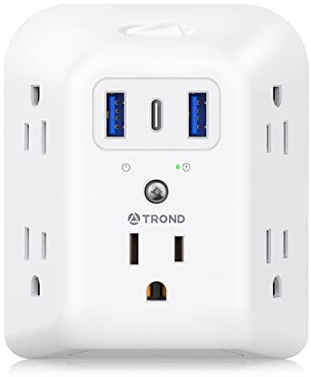 TROND Multi Plug Outlet Extender, 5 Outlet Splitter with USB Charging Ports