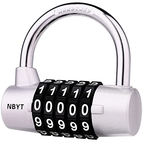 NBYT 5-stelliges mehrfarbiges Zahlenschloss Vorhängeschloss, Schlossbalkendurchmesser 7 mm, verwendet für Schulsportschränke, Werkzeugkästen, Personalschränke, Tore, Fenster, Lastwagen, Zauntüren usw.