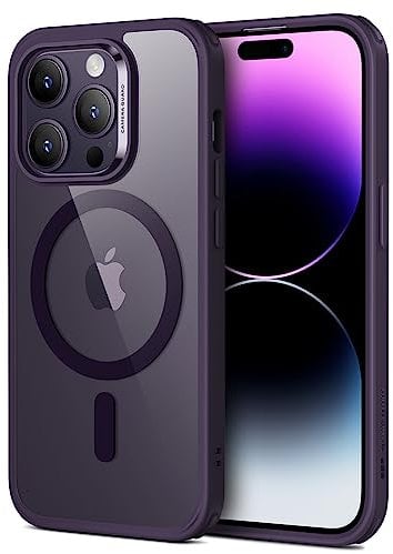 ESR Classic Hybrid Magnetic Case with HaloLock, Compatible with iPhone 14 Pro Case, Compatible with MagSafe, Shockproof Military-Grade Protection, Scratch-Resistant Back, Purple