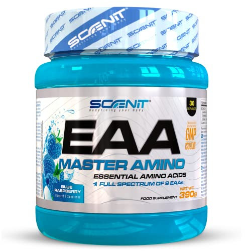 Aminoácidos esenciales - EAA Master Amino - 9 EAA en polvo - EAA aminoacidos - EAA 9 aminoacidos - Aminoacidos esenciales completos - Aminoácidos esenciales 9 - Aminoacidos BCAA 390 g (Blue raspberry)