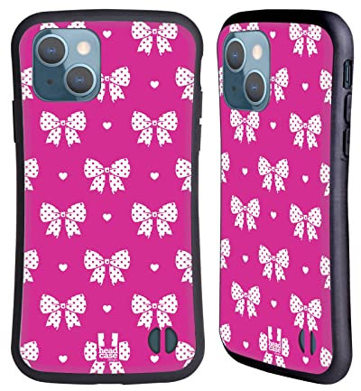 Head Case Designs Rose Fluo Et Blanc Ruban - Motifs Coque Hybride Compatible avec Apple iPhone 13