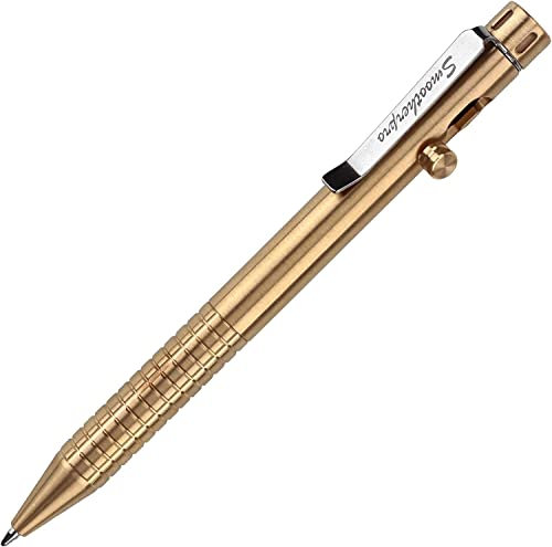 SMOOTHERPRO Massiver Messing Kugelschreiber Bolt Action Metall Stift Kompatibel mit Parker Minen Schwerlast für Tremor Parkinson Arthritis Hände Farbe Natur(CG501)