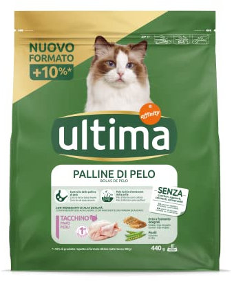 Ultima Katzenfutter zur Vermeidung von Haarbällen, 440 g (Verpackung kann variieren)