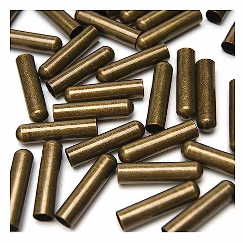 SHTGOI 24 Stück Schnürsenkel Tipps Metall Kordelenden Schnürsenkelspitzen Lazy Schuhband Schnalle Kapselverschluss Verschluss Zubehör für Männer Frauen Sneaker Schnürsenkel Reparatur 4mm Bronze