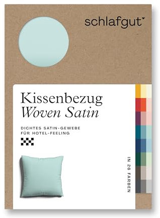 schlafgut Woven Satin Kissenbezug 80x80 cm Petrol Light Uni in Premium Hotelqualität, Kopfkissenbezug einzeln mit 100% weicher Baumwolle