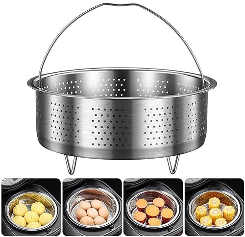Insert de cuiseur vapeur, en acier inoxydable, panier vapeur pour légumes, fruits, œufs, casseroles, poêles, cuiseurs à riz, panier à vapeur (20 x 9,5 cm)