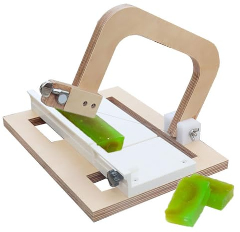 QUTBAG Professioneller Seifenschneider mit Draht, handgefertigte Seifen-DIY-Werkzeuge, Verstellbarer Seifenschneider aus Holz mit Deckel, Silikonform, Schneidwerkzeug für Seifenlaib, Käsebutter