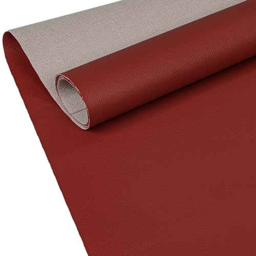 ANRO Kunstleder Lederimitat Lederstoff Polsterstoff Nappaprägung Texturiert Meterware Bezugsstoff Dunkelrot 100x140cm