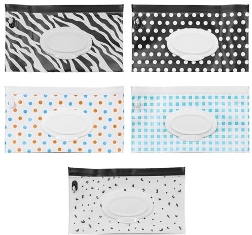 Tiardey Paquet de 5 Pochettes pour lingettes humides Distributeur de lingettes Rechargeables Sac de lingettes pour récipient de Voyage