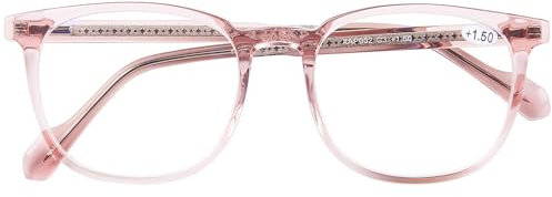 DOOViC Lesebrille 3.5 Damen mit Blaulichtfilter Runde Braun Rahmen Großes Gestell Computerbrille mit Stärke