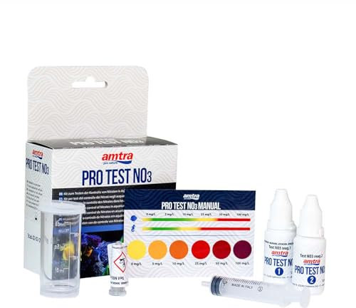 Amtra PRO Test NO3 - NO3 Test für Aquarien, einfache und schnelle Qualitätsprüfung von Nitraten, für Süß- und Salzwasser, mit Referenzskala, bis zu 60 Tests