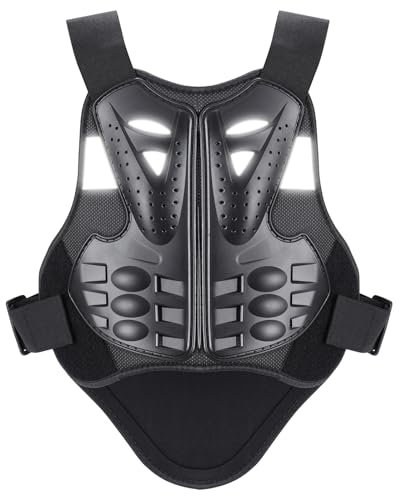 Pellor Adults Motorcycle Body Armour Chest Back Spine Protector Guard Vest, Protective Gear for Dirt Bike Motorcycle Motocross Skiing Snowboarding,Reflective Chest Protector
