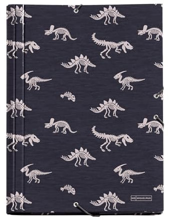 Miquelrius - Ordner mit Klappen A4, 250 x 340 x 20 mm, fester Karton, Gummizugverschluss, Kollektion T-Rex
