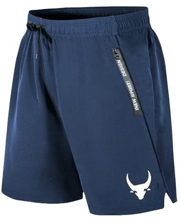 Herren Leichte Laufhose Gymshorts Trainingsshorts und Laufshorts mit Reißverschlusstaschen Sommer Workout Fitness Kurze A - Blau, Large