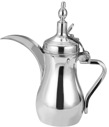 MagiDeal Tetera de café árabe Tradicional, Jarra de Bebidas Dallahs de Acero Inoxidable, cafetera Khaleeji, Tetera para Eid al-, 700ml
