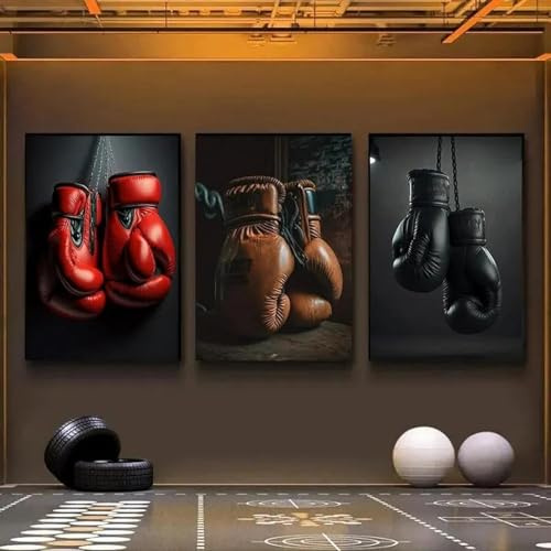 AWKFHF Gants de Boxe Vintage Gym Tableau Décoration Murale Toile Peinture Affiche Salon Décoration(sans Cadres) (3X50X70CM,sans Cadre)