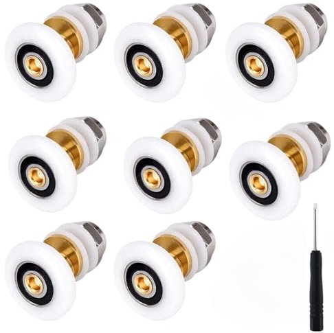 AVIMYA Duschtürrollen 27mm Duschkabine Rollen Ersatzteile Duschkabinen Glastürrolle Duschtür Rollen Schiebetür Ersatzrollen für Duschkabinentür obere und untere Ersatzteile 8 Stück.HXX-RZQ27MM