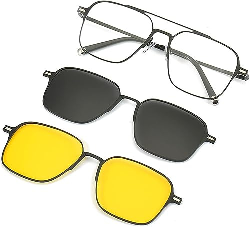 Hualabo 3-in-1 magnetische polarisierte Sonnenbrille für Damen und Herren, magnetischer Clip, polarisierte Sonnenbrille, UV-Schutz, magnetische Ärmel-Sonnenbrille