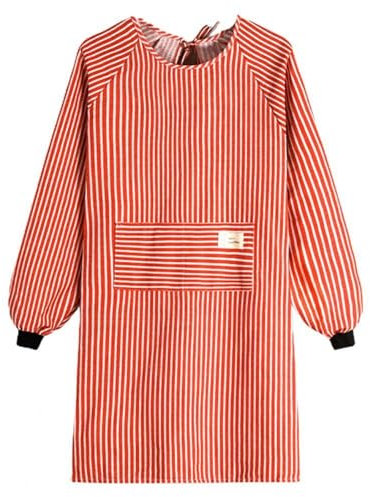 CHDWEY Apron Practical Long Sleeve Apron with Large Pocket Cooking Apron Waterproof Anti-fouling Household Long Sleeve Cooking Apron(Red)