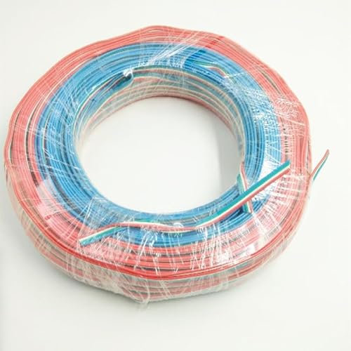 100 m 20AWG 4-poliges Flachbandkabel mit geformten Anschlüssen, 100 m/Rolle, farbiger Draht(Colorful)