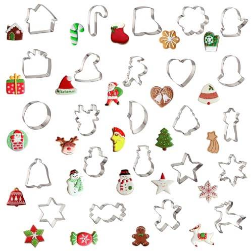 DELAESI Plätzchen Ausstecher Ausstechformen Weihnachten Mini Keksausstecher Edelstahl Plätzchenausstecher Keksausstecher Weihnachten Set für Backen Tortendekorationen (24 Stück)