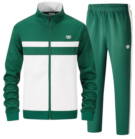 ANOTWENER Herren Trainingsanzüge Sets lässig lange Ärmel voller Reißverschluss Jacke und Jogginghose Jogginganzug Sport Outfits JW-7124-L