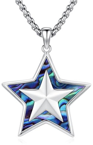 Eusense Collier d'étoiles pour Femmes Collier de Pentagramme en Argent 925 avec Coquille d'haliotide Pendentif étoile Pentacle Bijoux Cadeaux pour Femmes Filles