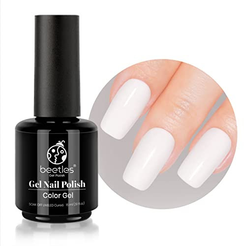Beetles UV Gel Nagellack Weiß - 15ml Natural Gellack für Nagel Milkshake Farbe Weißes Nagelgel LED Nagel Lampe Gel Polish für Ganze Saison Nagel Kunst Maniküre DIY
