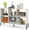 HOMASIS Libreria Scaffale a 6 Cubi, Libreria Bassa con Mensola Regolabile, Libreria Salvaspazio da Terra a 2 Livelli in Legno, Divisorio per Soggiorno, Studio, 120 x 35 x 79,5 cm (Bianco)