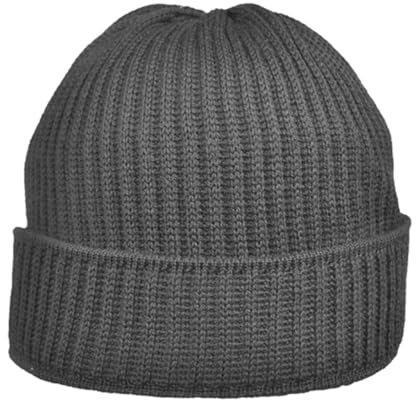 Breiter Strickmütze XXL für größere Köpfe Wintermütze Beanie aus Merinowolle Anthrazit Strick XXL