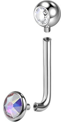 BodyAce F136 Titan Christina Piercings Hantel, 14G Innengewinde Vertikale Haube Bauchnabelpiercing, L Gebogen VCH Ringe Christina Barbells Bauchnabelschmuck [Regenbogen;Stablänge:10mm]