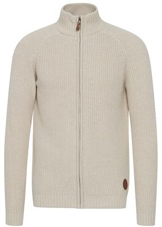 !Solid SDXenos Herren Strickjacke Cardigan Grobstrick Pullover mit Stehkragen 100% Baumwolle Regular fit, Größe:XXL, Farbe:Oatmeal Melange (1304011)
