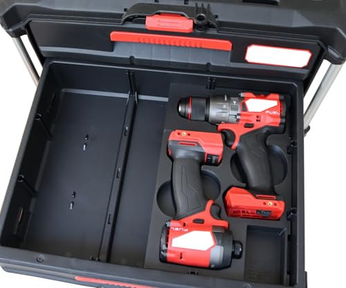 Milwaukee packout insert Kos Design Einsatz für das Milwaukee Packout System Impact Gen4 und Bohrmaschine – Geeignet für 2- und 3-Schubladen Milwaukee Packout Systeme.