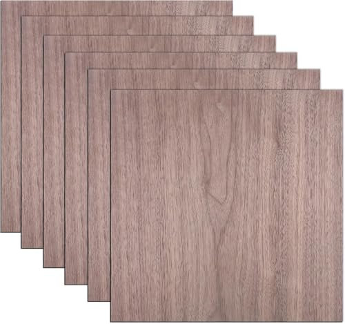 6 fogli di compensato da 3 mm, in noce da 30 x 30 cm, taglio laser, taglio su misura, legno non trattato, per modellismo, taglio laser, incisione fai da te