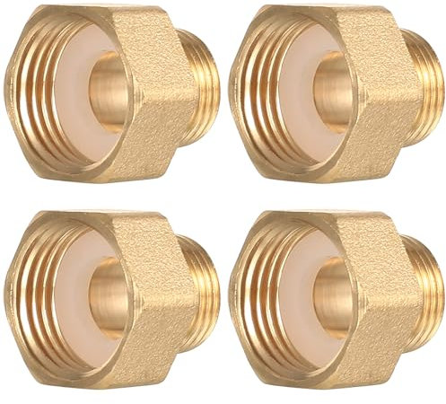 BieMian 4 STK Reduzierung 1/2 Zoll auf 3/8 Zoll Adapter,Messing Reduzierstück 1/2 Zoll auf 3/8 Zoll(Außen x Innen),Gewindefittings Messingfittings für Umwandlung von Rohrverbindungen