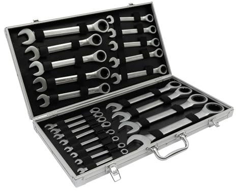 HHEMSTD Juego de 22 llaves de carraca, 6-32 mm, juego de llaves combinadas, llaves combinadas, herramientas articuladas, juego de llaves de carraca