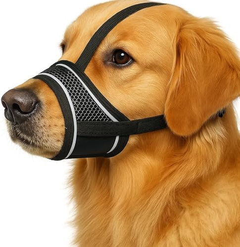 Dog Muzzle Medium, Muzzle for Medium Dogs, Adjustable Breathable Mesh Small Dog, Preventing Biting, Barking, Licking and Chewing, Easy to Wear Easy Cleaning and Maintenance (Black, M)