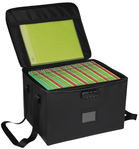 JAKAGO Fireproof & Waterproof Document Box - A4 Portable File Organiser with Lock | Heavy Duty Zipper | Foldable, Sturdy Design | Protect Important Documents